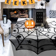 Halloween Decorations Indoor Set, Halloween Decor Bundle for Home, Party, Kitchen Spider Web Table Runners & Halloween Banner & Mantel Scarf & 36 PCS 3D Bat Sticker