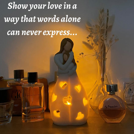 Gifts for Mom from Daughter - Candle Holder Statue Flickering Led Candle - Birthday, Mothers Day, Daughters from Mothers Gifts, Bday, Christmas Presents