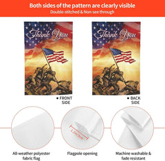 Rblubluy Memorial Day Flag Thank You Garden Flag 12 x 18 Inch Double Sided, Military Soldiers Veterans Patriotic Yard Outdoor Decoration