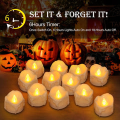 Timer Candles 12 Packs LED Flameless Votive Tea Lights Candle for Halloween Christmas Home Party Outdoor Decorations