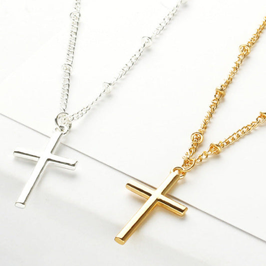 18k Gold/Silver Plated Simple Cross Pendant Necklace Simple Tiny Necklace for Women Girls