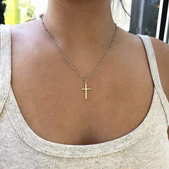 18k Gold/Silver Plated Simple Cross Pendant Necklace Simple Tiny Necklace for Women Girls