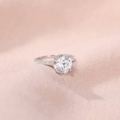 Cubic Zirconia Engagement Ring Halo Promise Hand Ring