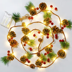 Dazzle Bright 6 FT Pine Cone Christmas String Lights 20 LED Battery Operated Christmas Garland