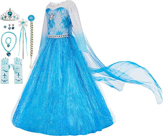 Costume for Girls Princess Dress Up Costume Cosplay Fancy Party with Accessories