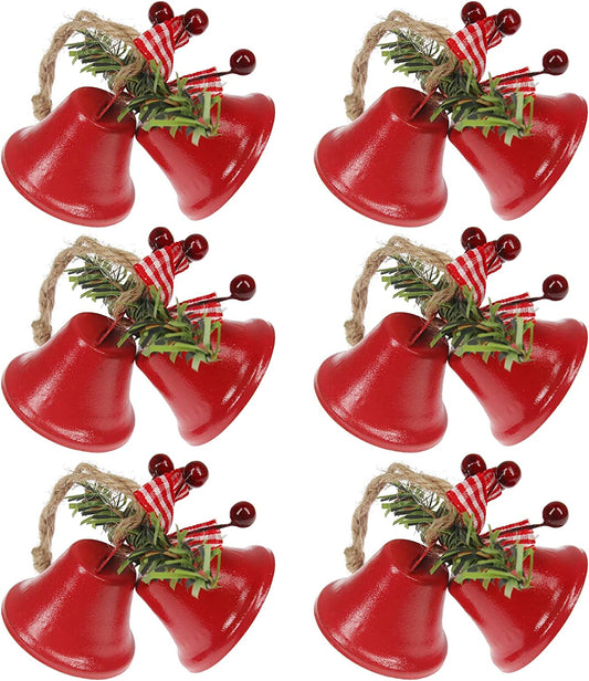 6 Pcs Christmas Bells  Tree Hanging Ornament Metal Jingle Bells for Christmas Holiday Decoration