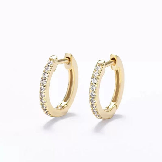 18K Gold Plated Cubic Zirconia Cuff Earrings Huggie Stud