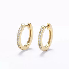 18K Gold Plated Cubic Zirconia Cuff Earrings Huggie Stud