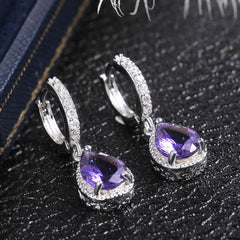 Earring Copper Teardrop Cubic Zirconia Rhinestone Crystal Hook Dangling Earrings for Women Girls