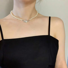 Pearl Collar Pendant a Necklace Jewelry Ladies' Wedding Pearl Bead Chain Crystal Choker