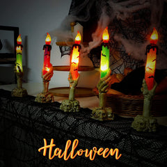 Halloween Decorations 5 Pack Skeleton Hands Hold Lighted Candle Stakes Light Up for Halloween Indoor/Outdoor Garden Decor