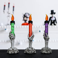 Halloween Decorations 5 Pack Skeleton Hands Hold Lighted Candle Stakes Light Up for Halloween Indoor/Outdoor Garden Decor