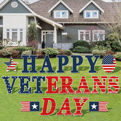 20 Pack Happy Veterans Day Patriotic Yard Sign Thank You Veterans Party Yard Decor Lawn Sign with Stakes for Veterans Day Party Decor