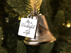 It's a Wonderful Life-Inspired Christmas Angel Bell Hanging Ornament with Stainless Steel Angel Wing