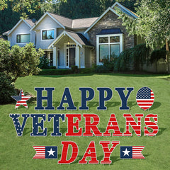 20 Pack Happy Veterans Day Patriotic Yard Sign Thank You Veterans Party Yard Decor Lawn Sign with Stakes for Veterans Day Party Decor