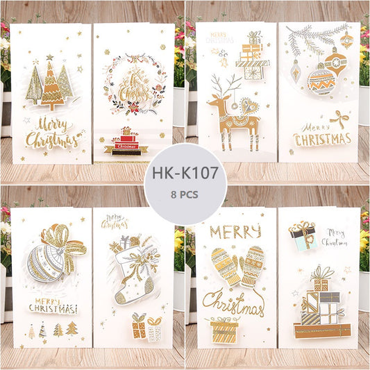 8PCS Christmas Card 3D Three-dimensional Christmas card