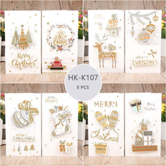 8PCS Christmas Card 3D Three-dimensional Christmas card