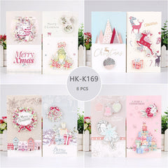 8PCS Christmas Card 3D Three-dimensional Christmas card