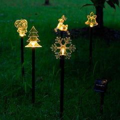 Christmas Solar Stake Lights Set of 5 Waterproof Landscape Christmas Lights