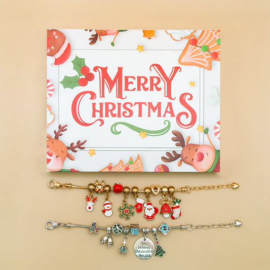 Advent Calendar Girls 24-Days Christmas Countdown Calendar Jewelry Gifts DIY Christmas Bracelet Making Kit