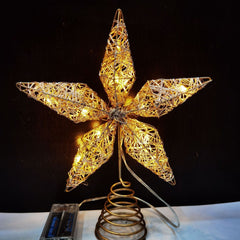 Christmas Star Tree Topper Gold Glittered 5 Point Star Treetop