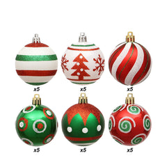 30PCS Christmas Balls Ornaments Gold&White Painted Shatterproof Festive Wedding Hanging Ornaments Christmas Tree Decoration