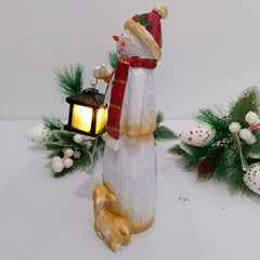 Home Christmas Snowman Decor Christmas Figurines Resin Snowman Lighted Decorations Ornaments