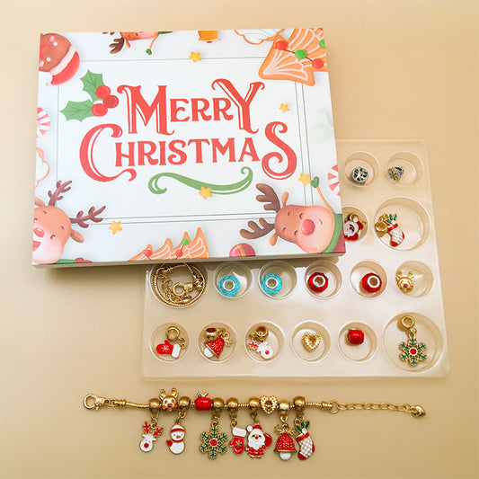 Advent Calendar Girls 24-Days Christmas Countdown Calendar Jewelry Gifts DIY Christmas Bracelet Making Kit