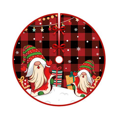 Merry Christmas Tree Skirt 48 Inches Xmas Large Lace-up Red Green Buffalo Plaid Check Tree Skirt, Santa Max Snowflakes Rustic Home Decorations