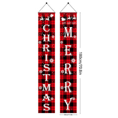 Christmas Decorations Outdoor Yard Front Porch Sign Set Red Black Buffalo Plaid Door Banner Hanging Merry Christmas Decorations for Home