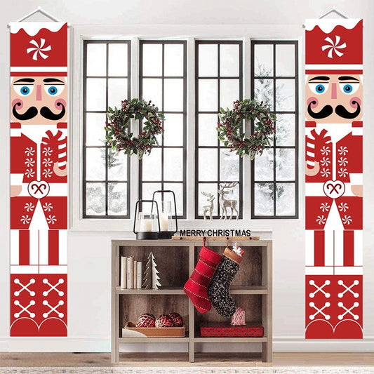 Christmas Nutcracker Banner - Porch Christmas Decorations Outdoor Indoor Nutcracker Soldier Vertical Christmas hanging Deco