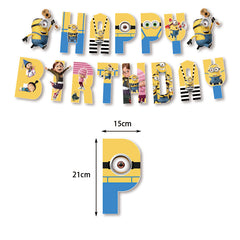 Despicable Me Party Supplies Bundle Pack, Yellow Theme Birthday Party Supplies, Happy Birthday Banner, Cake Topper, and Latex Balloons,