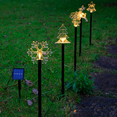 Christmas Solar Stake Lights Set of 5 Waterproof Landscape Christmas Lights