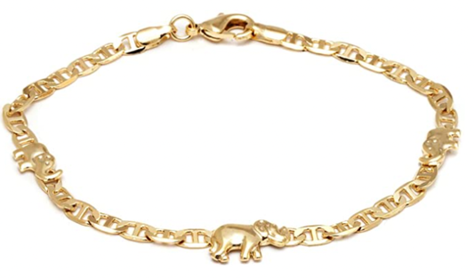 Barzel 18K Gold Plated Flat Marina Anklet  Elephant Anklet For Women- Made In Brazil