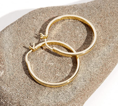 18K Gold Plated Lightweight Hoops | 30mm | Gold Hoop Earrings for Women