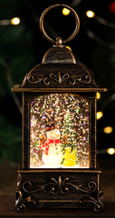 Fall Snow Globe Lantern, Thanksgiving Lighted Lantern, Swirling Glitter Snow Globe for Fall Harvest Day, Home Fall Decor, Ornaments Halloween and Gift