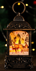 Fall Snow Globe Lantern, Thanksgiving Lighted Lantern, Swirling Glitter Snow Globe for Fall Harvest Day, Home Fall Decor, Ornaments Halloween and Gift