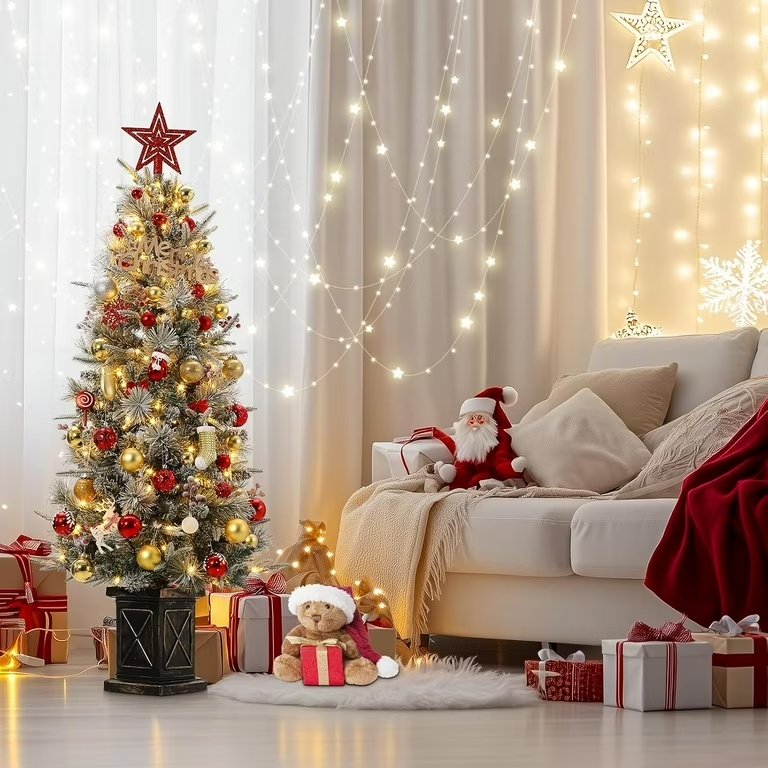 Pre-lit artificial Christmas tree with warm white lights
