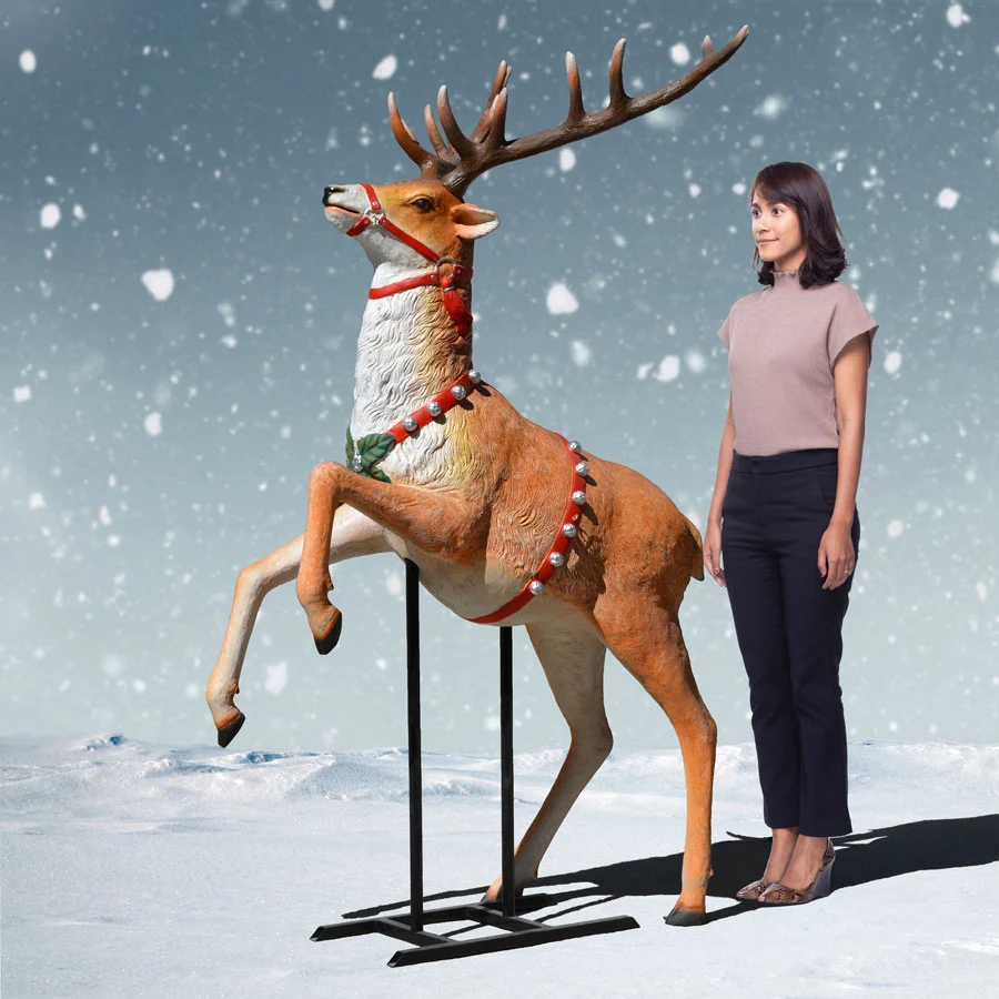 Deluxe Lifelike Rearing Reindeer – 79 Inches