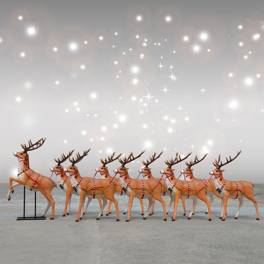 Deluxe lifelike outdoor Christmas reindeer set of nine with 66.5-inch stated height