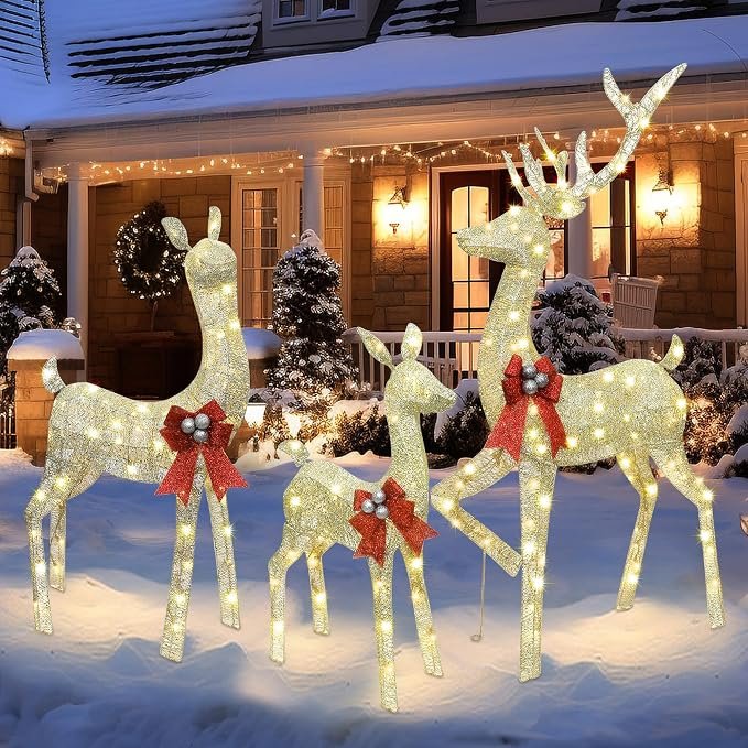 Christmas yard lighted deer decoration