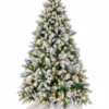 8 ft Hardneedle flocked Christmas tree with 600 warm white LED lights