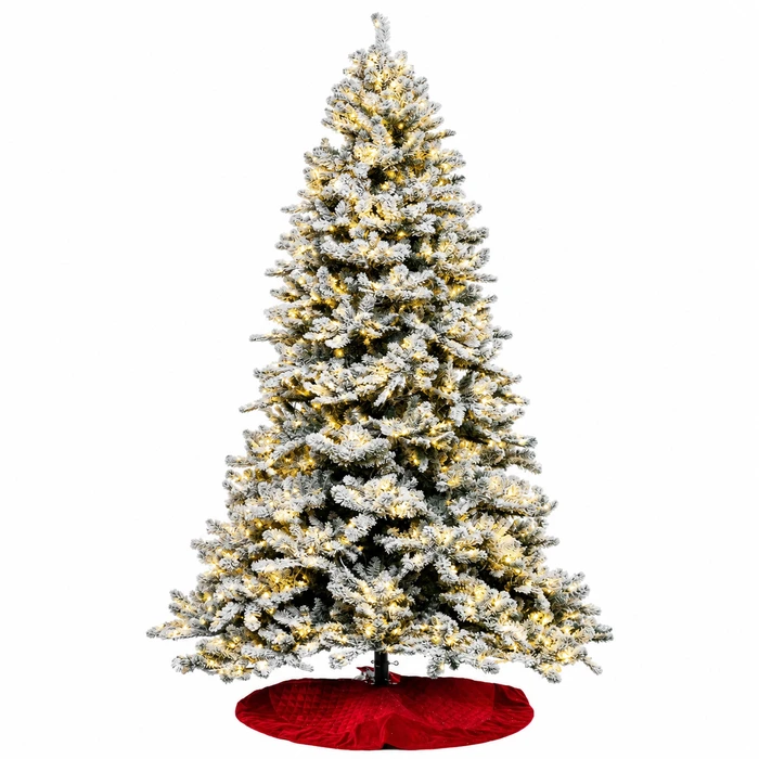 7.5 ft pre-lit flocked Christmas tree with 700 warm white LED lights