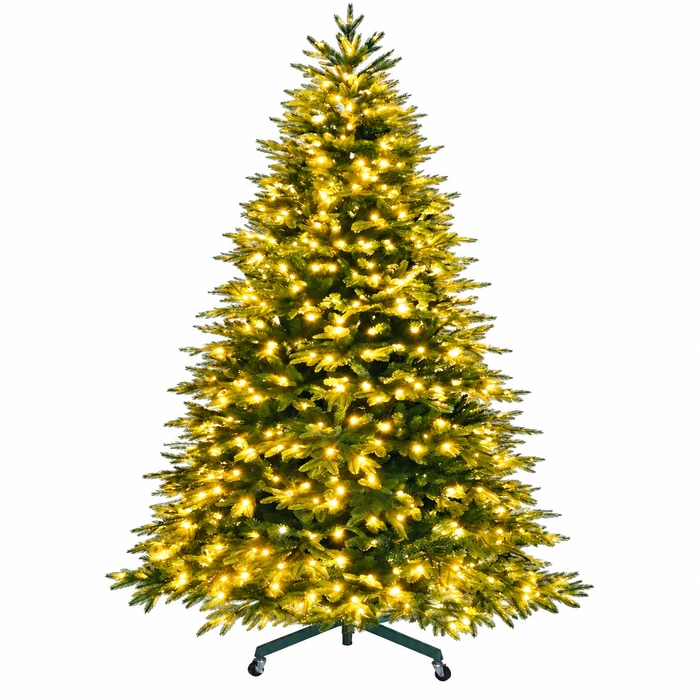 8.5 ft pre-lit Fraser Fir Christmas tree with 900 warm white LED lights