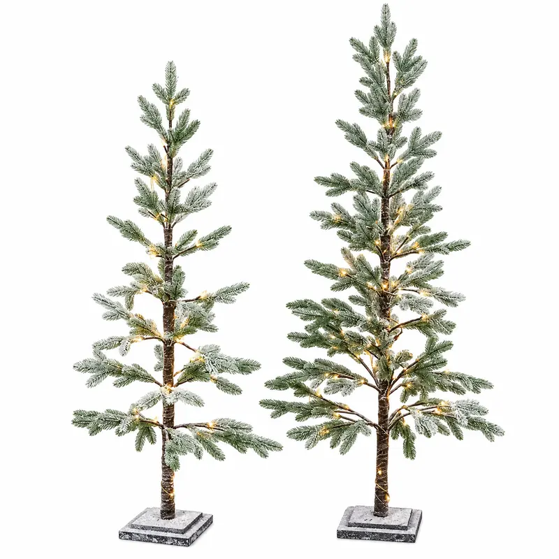 Pre-lit flocked porch Christmas tree with LED lights