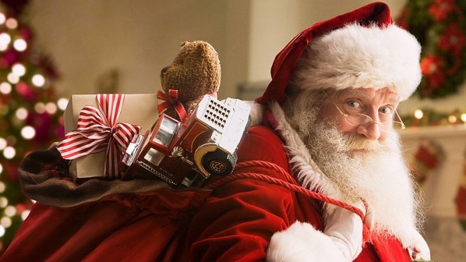 Santa Claus with festive Christmas decorations