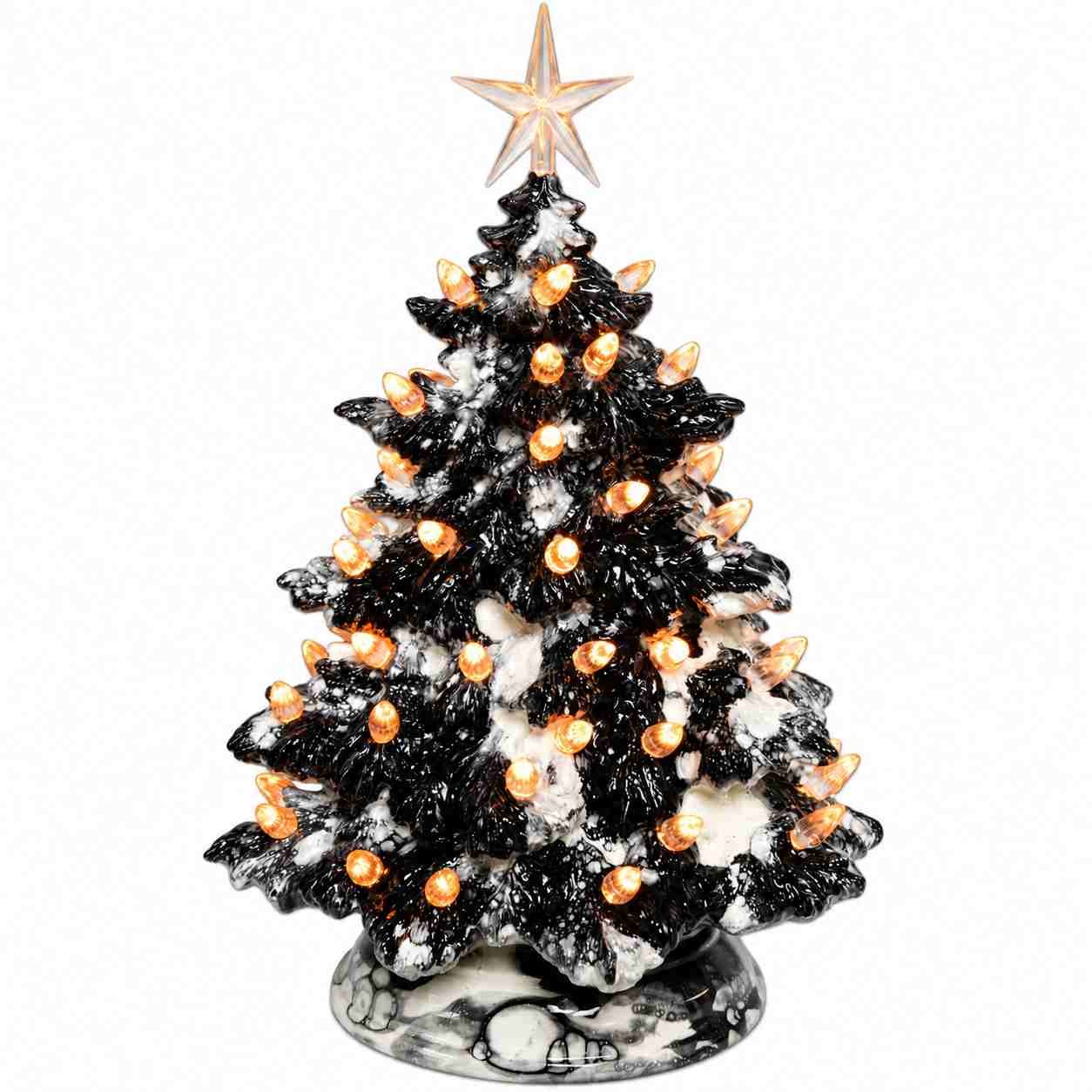 Black Bubble ceramic Christmas tree with Fraser Fir-inspired Halloween design