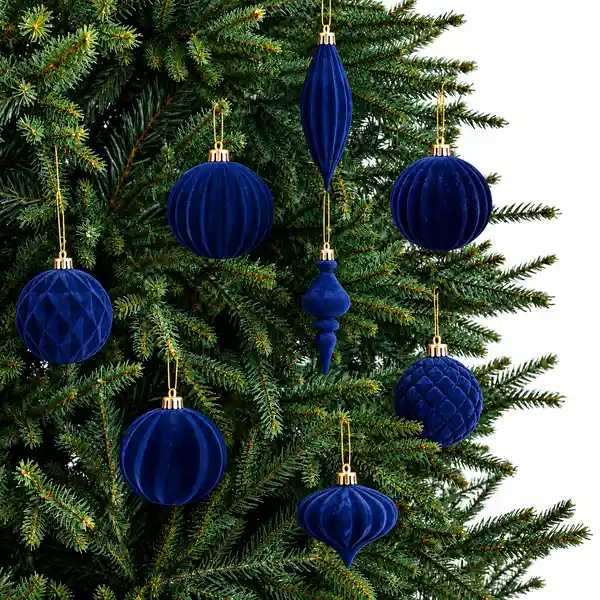 Red-and-blue Yuletide Heirloom Christmas ornament collection