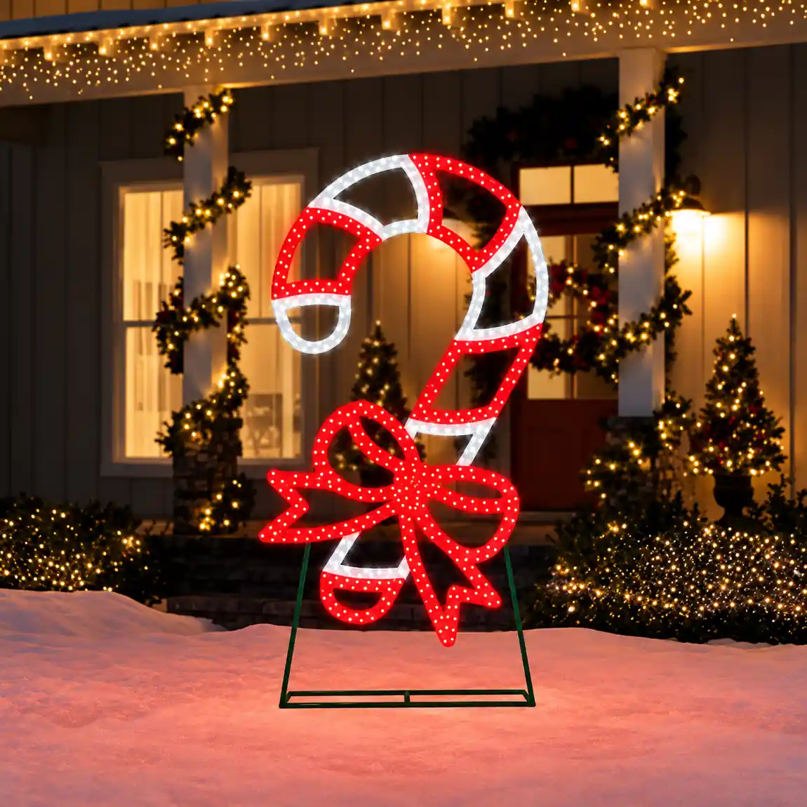 Jumbo illuminated candy cane Christmas light decoration