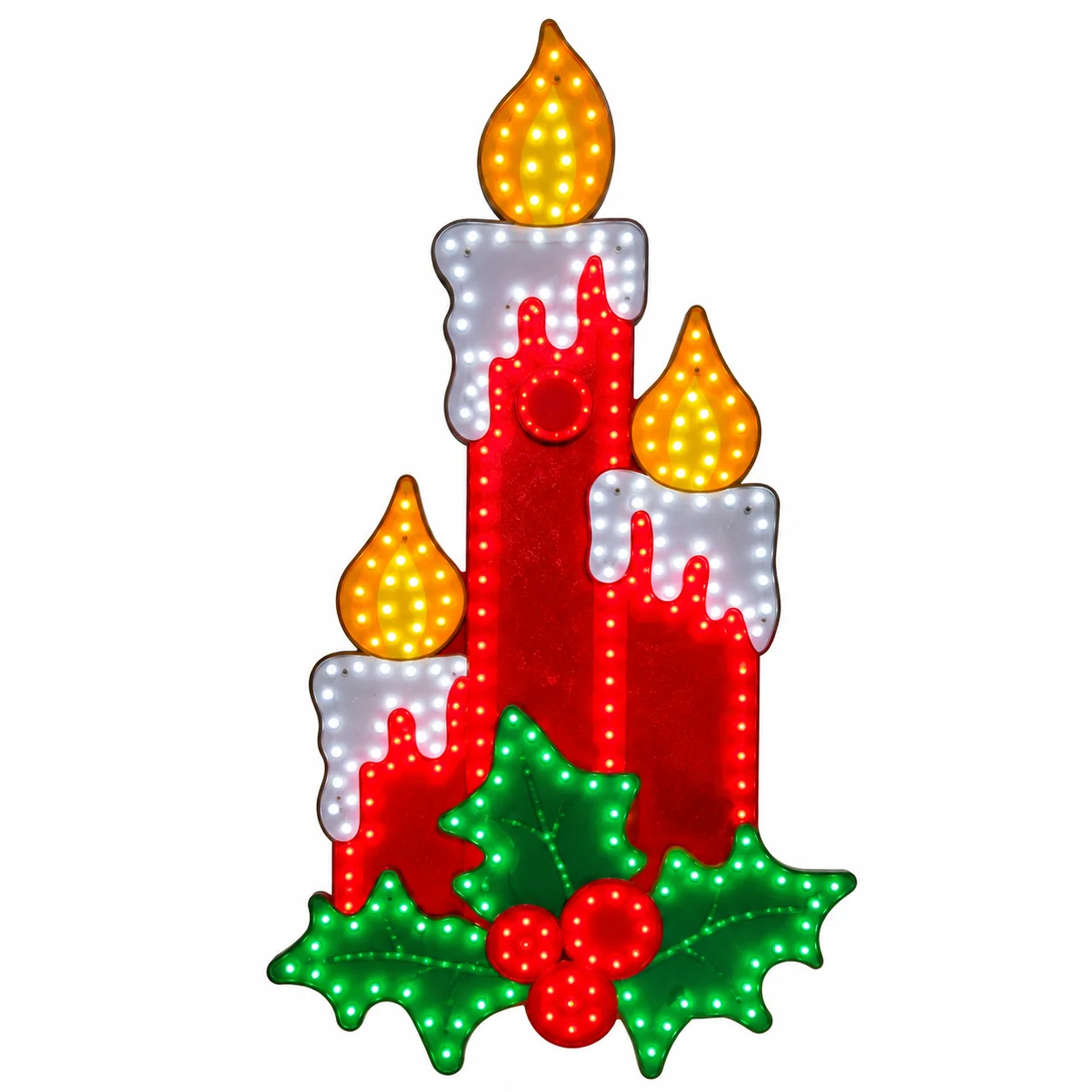 Hi-Vibrant Candles with Holly LED Light Display Christmas decoration